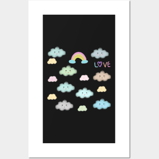 a cute character, cloud friends,Clouds, rainbow Posters and Art